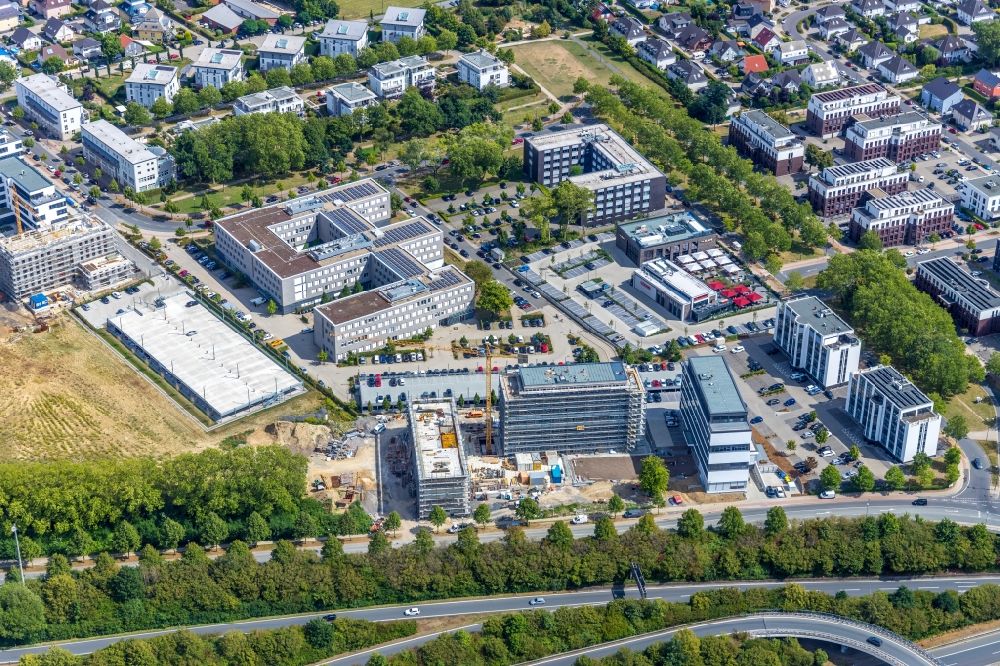 Dortmund von oben - Neubau eines Büro- und Geschäftshauses der Schürmann Immobiliengesellschaft GmbH & Co.KG in Dortmund im Bundesland Nordrhein-Westfalen, Deutschland