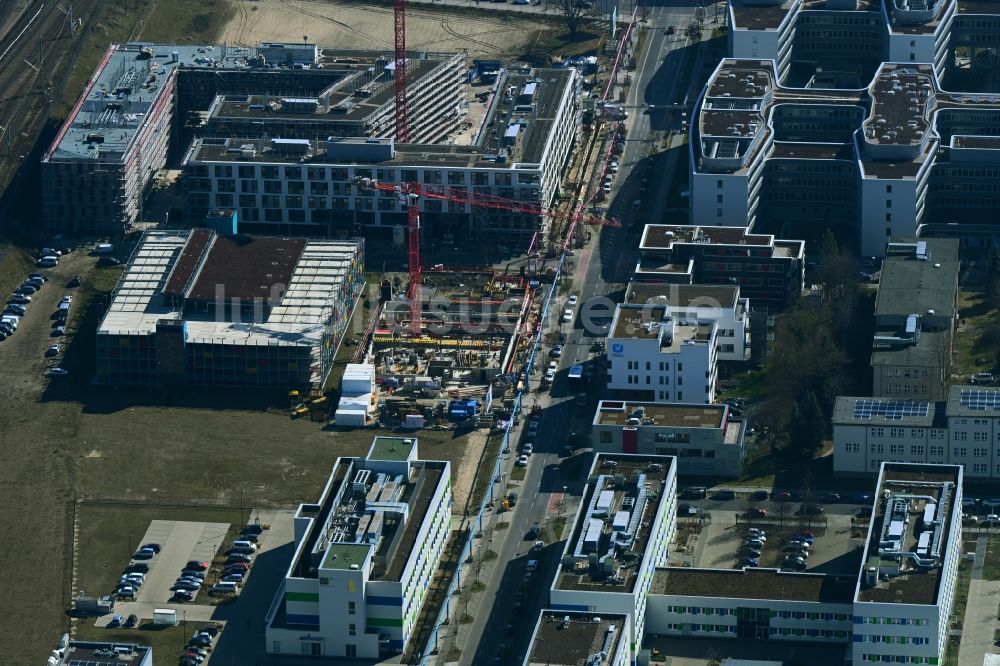 Berlin aus der Vogelperspektive: Neubau eines Büro- und Geschäftshauses der Scienion AG an der Wagner-Régeny-Straße in Berlin, Deutschland