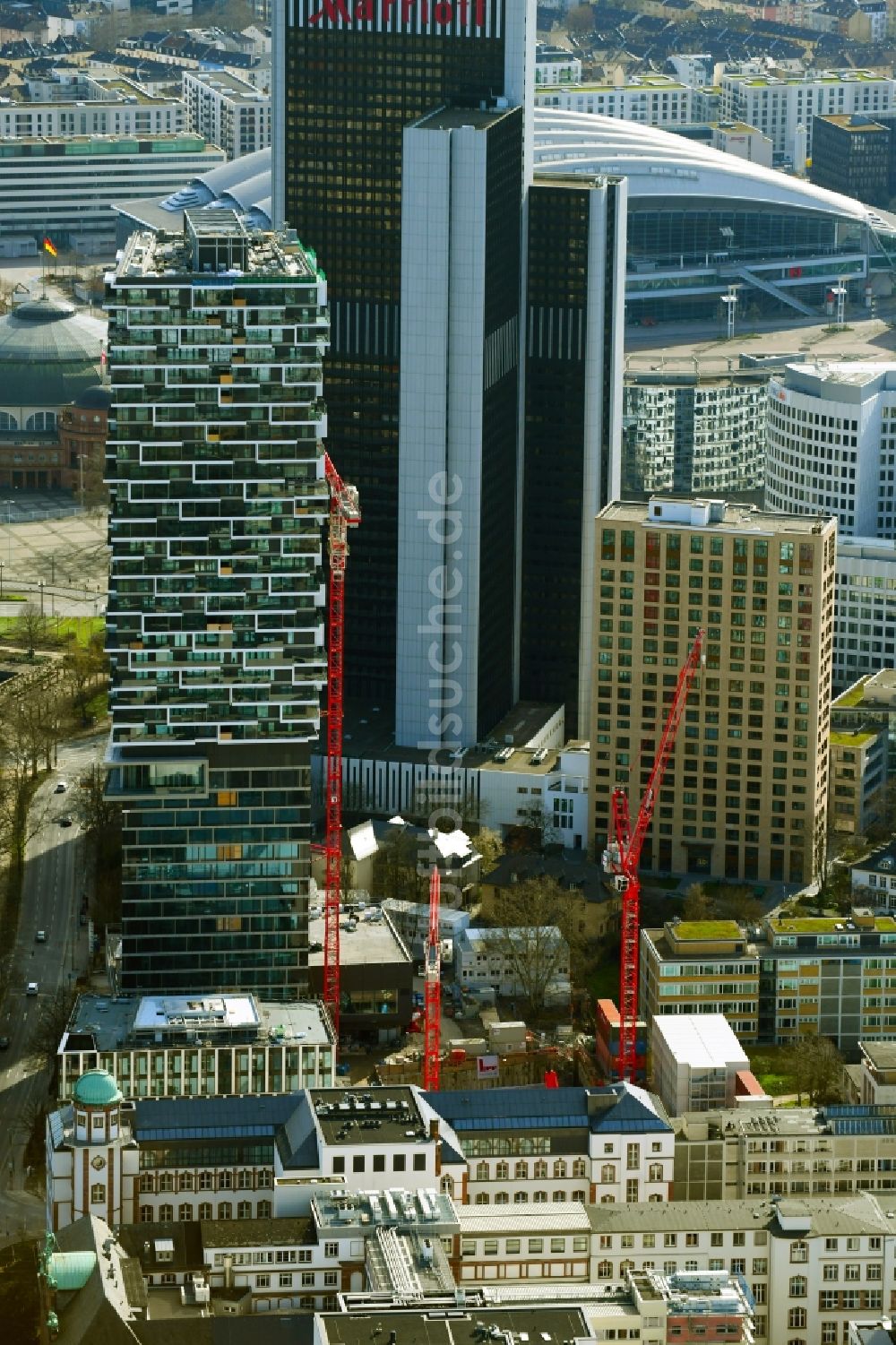 Luftbild Frankfurt am Main - Neubau eines Büro- und Geschäftshauses SENCKENBERG-QUARTIER im Ortsteil Westend in Frankfurt am Main im Bundesland Hessen, Deutschland