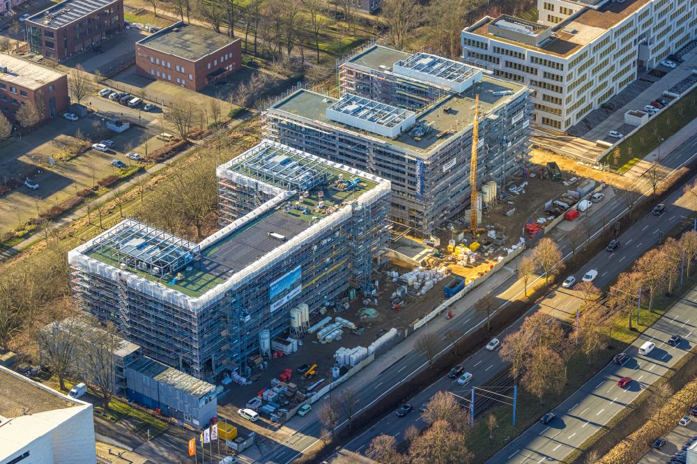 Luftaufnahme Dortmund - Neubau eines Büro- und Geschäftshauses SKOFFICE in Dortmund im Bundesland Nordrhein-Westfalen, Deutschland