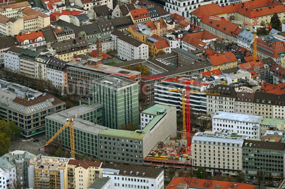 Luftaufnahme München - Neubau eines Büro- und Geschäftshauses an der Sonnenstraße in München im Bundesland Bayern, Deutschland