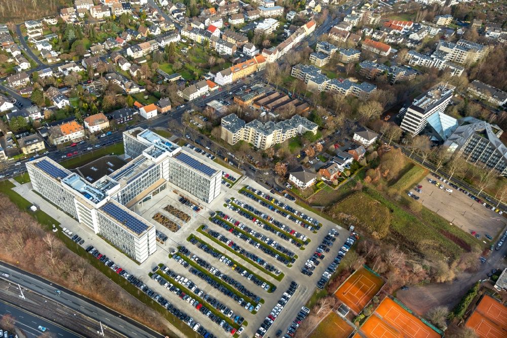 Essen von oben - Neubau eines Büro- und Geschäftshauses der Vonovia Zentrale in Bochum im Bundesland Nordrhein-Westfalen