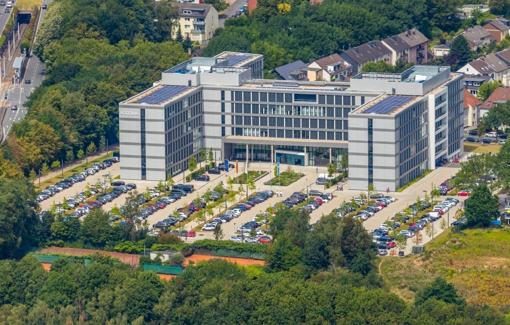Bochum aus der Vogelperspektive: Neubau eines Büro- und Geschäftshauses der Vonovia Zentrale in Bochum im Bundesland Nordrhein-Westfalen