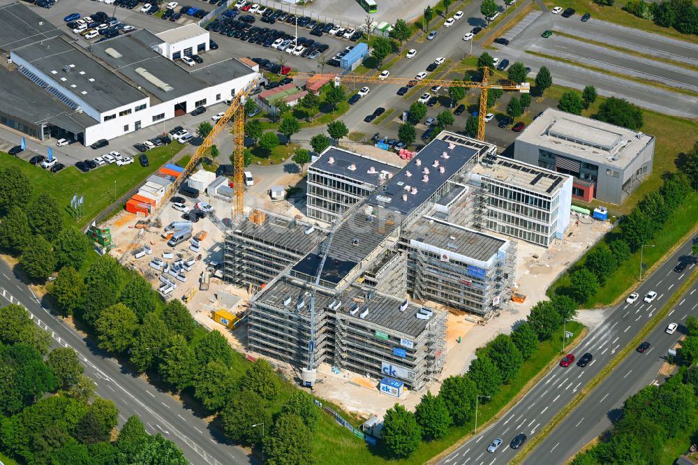 Luftaufnahme Paderborn - Neubau eines Büro- und Geschäftshauses Westend-Carree in Paderborn im Bundesland Nordrhein-Westfalen, Deutschland
