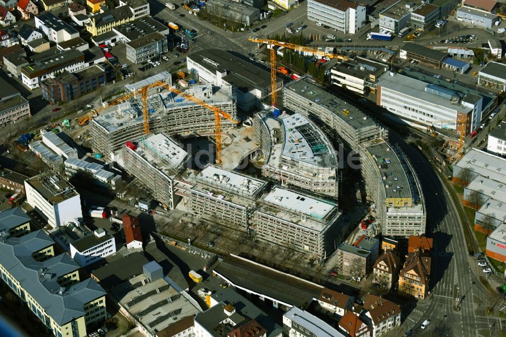 Luftbild Stuttgart - Neubau eines Bürogebäude- Ensembles der Firma Bosch in Stuttgart im Bundesland Baden-Württemberg, Deutschland