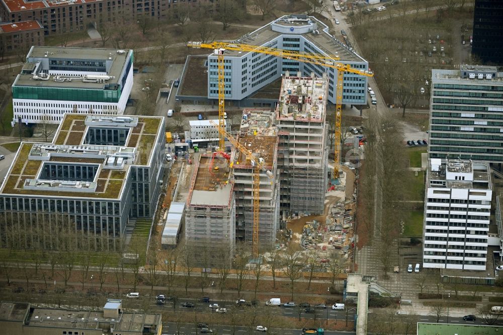 Luftaufnahme Hamburg - Neubau eines Bürogebäudes in der City Nord im Stadtteil Winterhude in Hamburg, Deutschland
