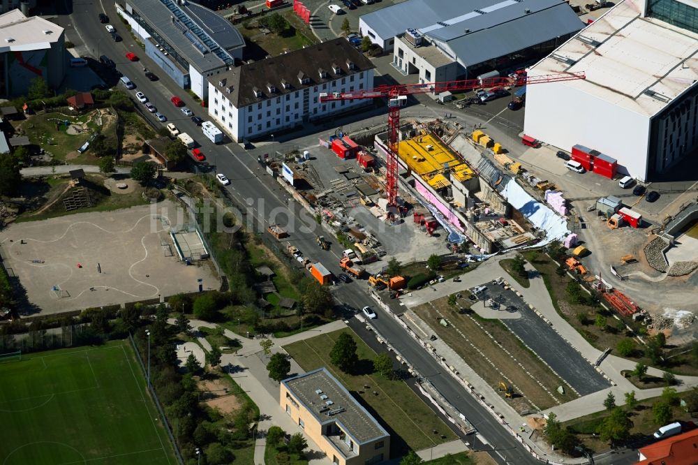 Luftaufnahme Würzburg - Neubau des Übungsgelände der Staatlichen Feuerwehrschule in Würzburg im Bundesland Bayern, Deutschland