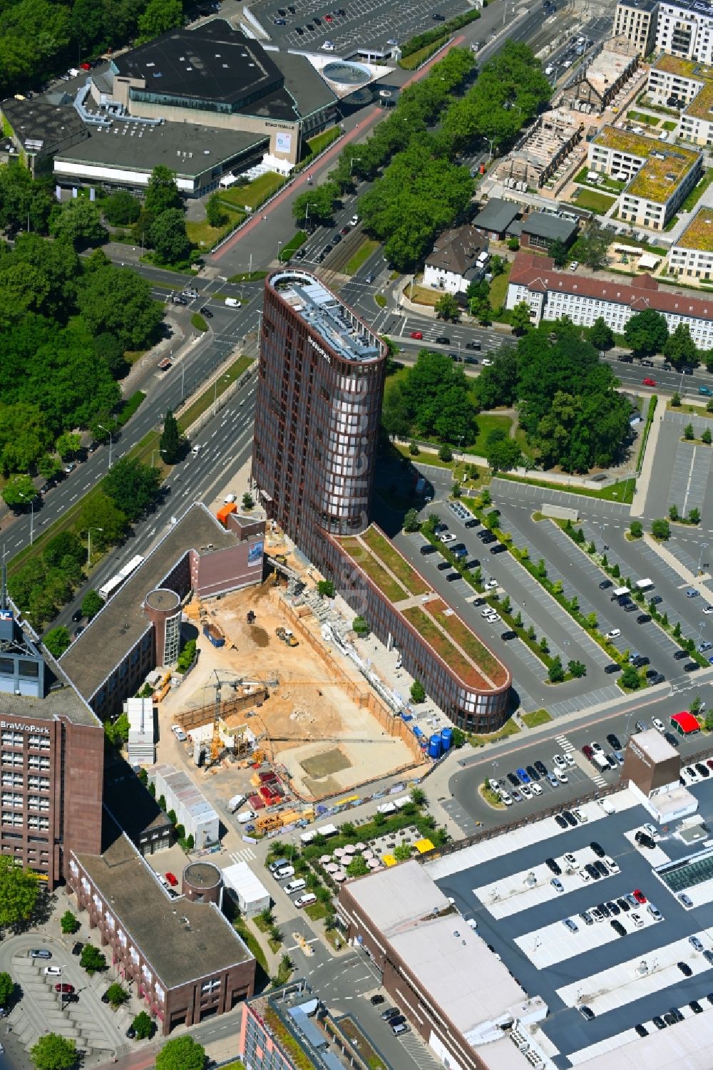 Luftaufnahme Braunschweig - Neubau Business Center III im BRAWOPARK der Volksbank in Braunschweig im Bundesland Niedersachsen