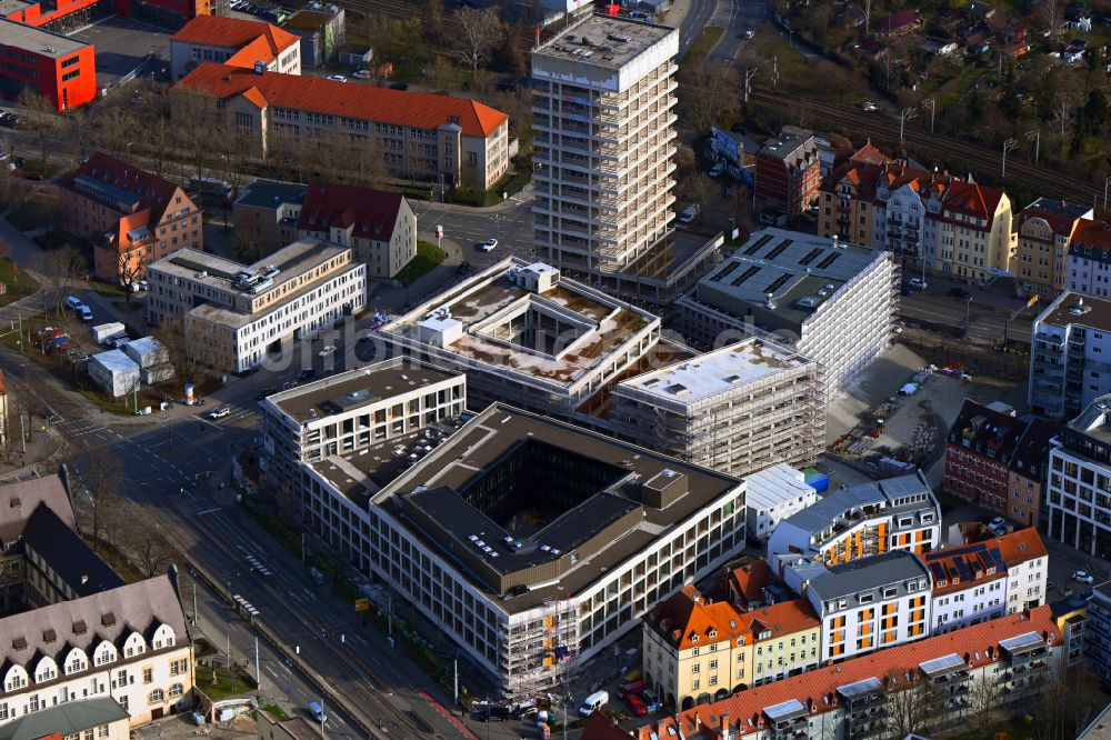 Jena aus der Vogelperspektive: Neubau des Campus Inselplatz in Jena im Bundesland Thüringen, Deutschland