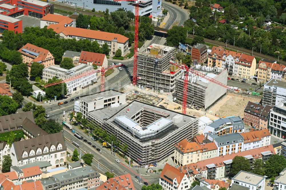 Luftaufnahme Jena - Neubau des Campus Inselplatz am Löbdegraben - Steinweg in Jena im Bundesland Thüringen, Deutschland