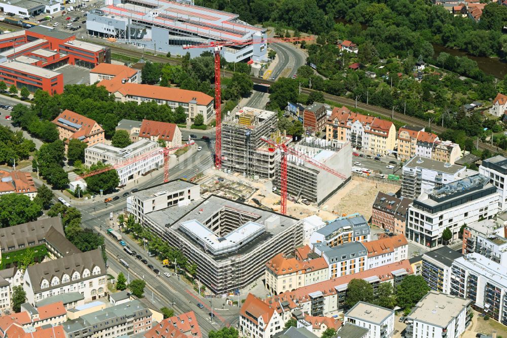Jena von oben - Neubau des Campus Inselplatz am Löbdegraben - Steinweg in Jena im Bundesland Thüringen, Deutschland