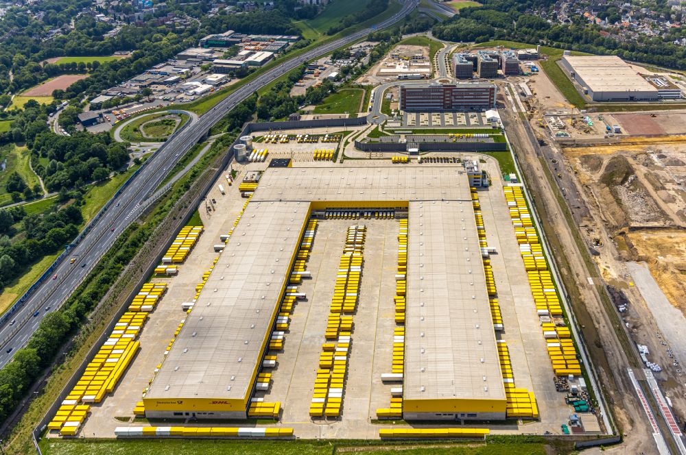 Bochum aus der Vogelperspektive: Neubau DHL Logistikzentrum auf dem Gelände des Entwicklungsgebiet MARK 51°7 in Bochum im Bundesland Nordrhein-Westfalen, Deutschland