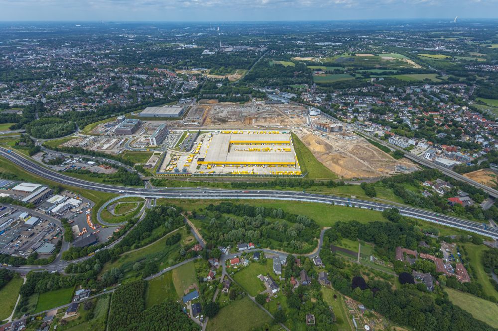 Bochum aus der Vogelperspektive: Neubau DHL Logistikzentrum auf dem Gelände des Entwicklungsgebiet MARK 51°7 in Bochum im Bundesland Nordrhein-Westfalen, Deutschland