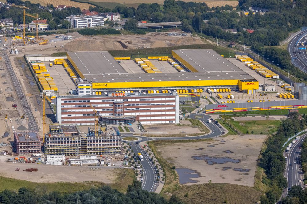 Luftaufnahme Bochum - Neubau DHL Logistikzentrum auf dem Gelände des Entwicklungsgebiet MARK 51°7 in Bochum im Bundesland Nordrhein-Westfalen, Deutschland