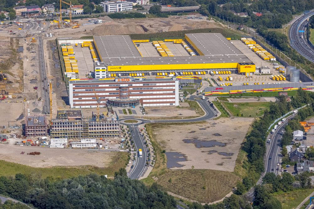 Bochum von oben - Neubau DHL Logistikzentrum auf dem Gelände des Entwicklungsgebiet MARK 51°7 in Bochum im Bundesland Nordrhein-Westfalen, Deutschland