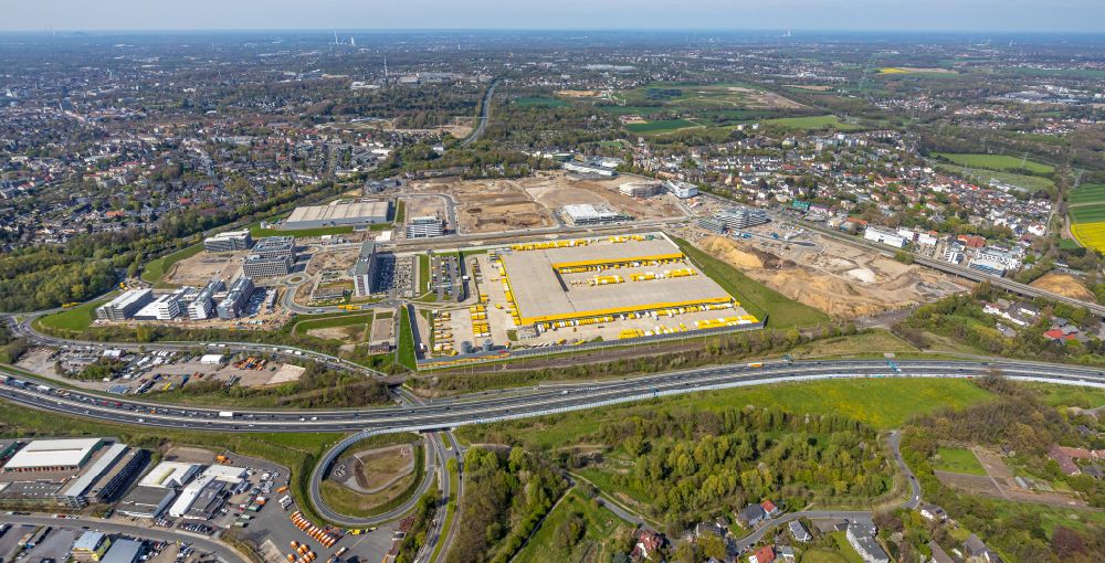 Bochum von oben - Neubau DHL Logistikzentrum auf dem Gelände des Entwicklungsgebiet MARK 517 in Bochum im Bundesland Nordrhein-Westfalen, Deutschland