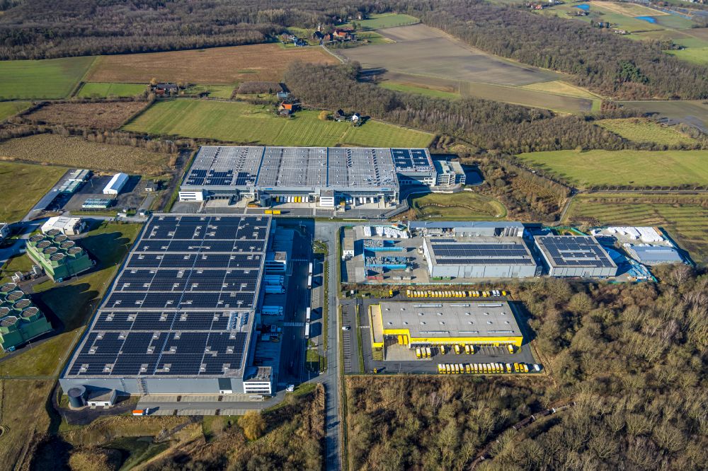 Norddinker aus der Vogelperspektive: Neubau Distribution Park in Uentrop im Bundesland Nordrhein-Westfalen, Deutschland
