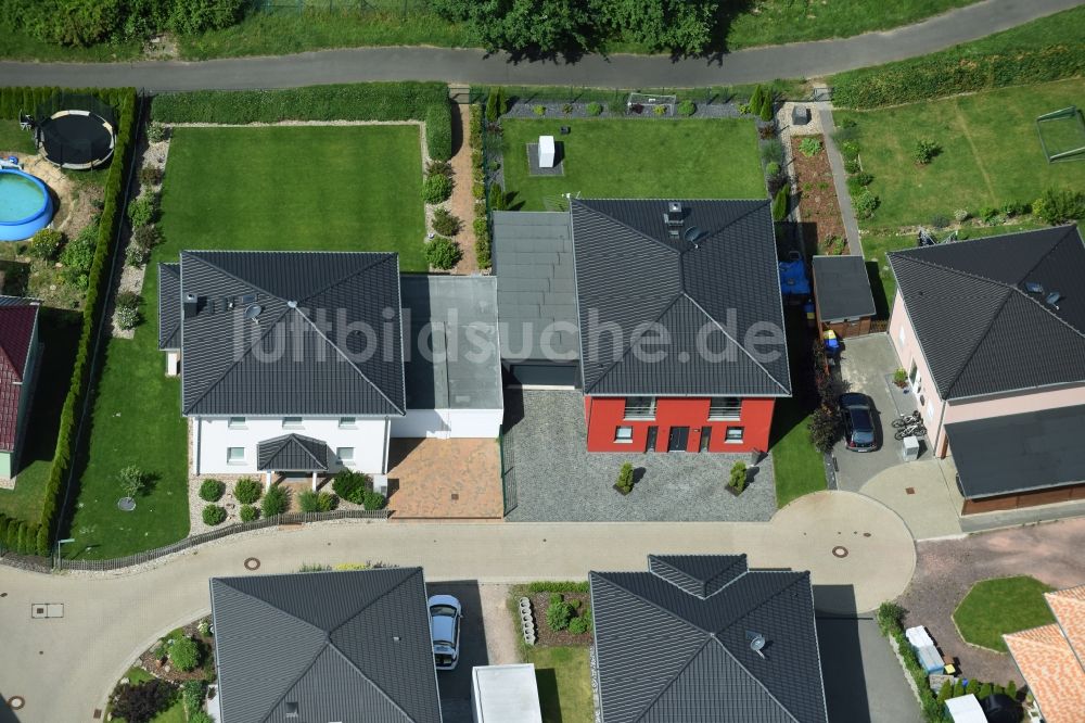 Magdeburg von oben - Neubau- Einfamilienhaussiedlung Am Birnengarten im Ortsteil Ottersleben in Magdeburg im Bundesland Sachsen-Anhalt