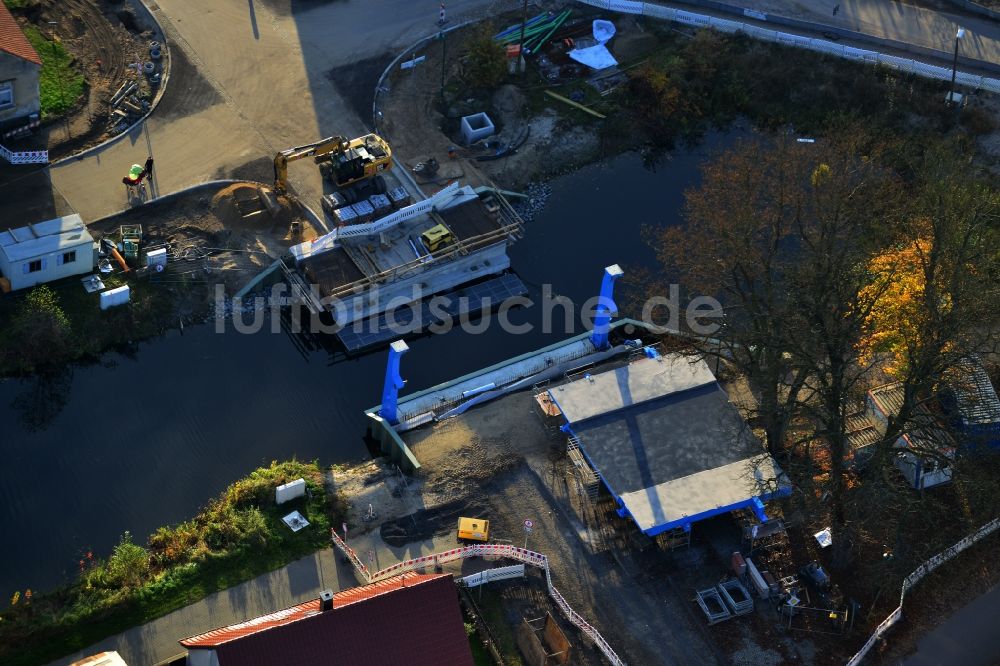 Zerpenschleuse aus der Vogelperspektive: Neubau Flußbrücke Oder-Havel-Kanal in Zerpenschleuse im Bundesland Brandenburg, Deutschland