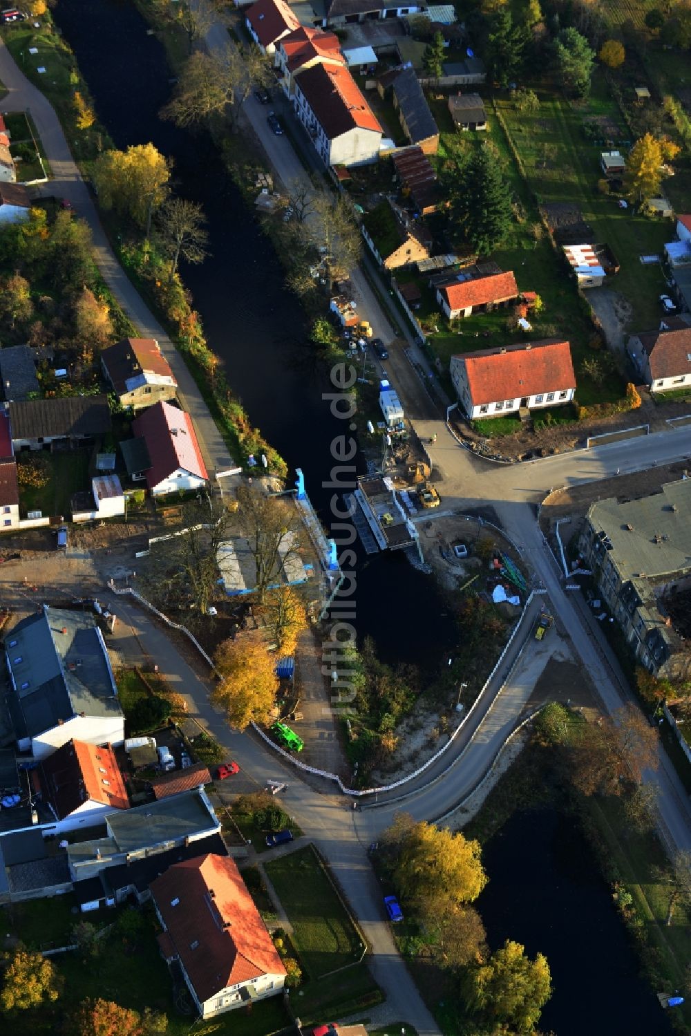 Luftaufnahme Zerpenschleuse - Neubau Flußbrücke Oder-Havel-Kanal in Zerpenschleuse im Bundesland Brandenburg, Deutschland