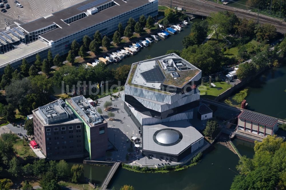 Luftbild Heilbronn - Neubau des Forschungs- Gebäude und Bürokomplex Experimenta in Heilbronn im Bundesland Baden-Württemberg, Deutschland