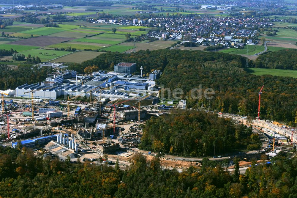 Darmstadt von oben - Neubau eines Forschungsgebäudes Beschleunigerzentrum FAIR in Darmstadt im Bundesland Hessen, Deutschland