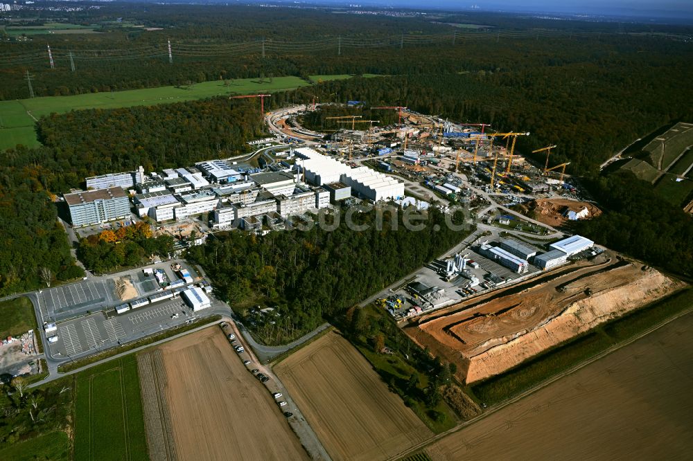 Luftbild Darmstadt - Neubau eines Forschungsgebäudes Beschleunigerzentrum FAIR in Darmstadt im Bundesland Hessen, Deutschland