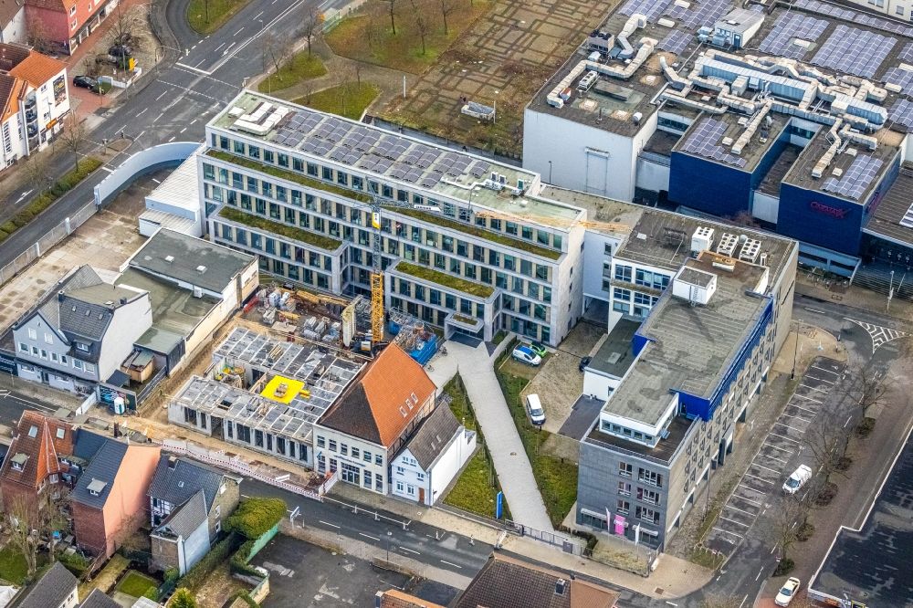 Hamm aus der Vogelperspektive: Neubau des Gebäudekomplex Medienhauses im Ortsteil Heessen in Hamm im Bundesland Nordrhein-Westfalen, Deutschland