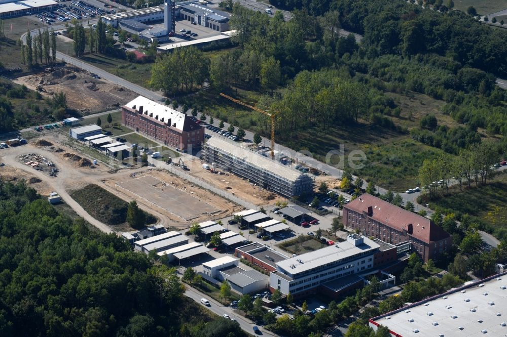Luftbild Schwerin - Neubau eines Gebäudekomplex der Polizei Bereitschaftspolizei-Hundertschaft und KFZ-Bereich in Schwerin im Bundesland Mecklenburg-Vorpommern, Deutschland