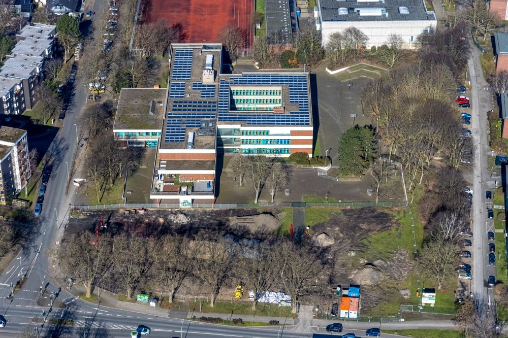 Luftaufnahme Herne - Neubau eines Gebäudekomplex der Polizei am Harpener Weg - Cranger Straße in Herne im Bundesland Nordrhein-Westfalen, Deutschland