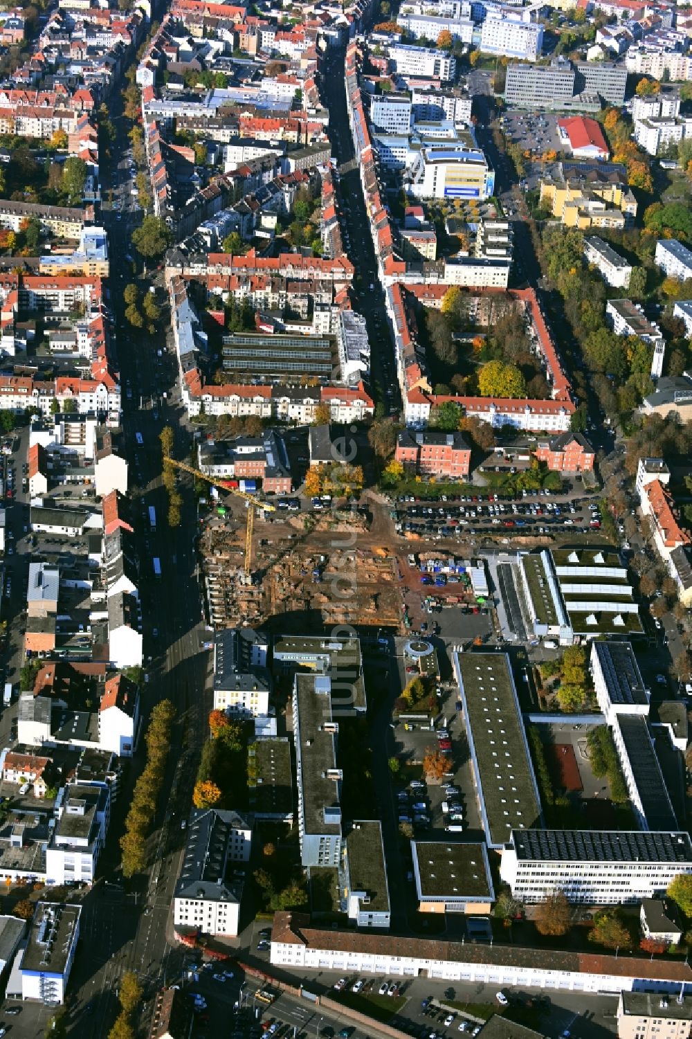 Saarbrücken von oben - Neubau eines Gebäudekomplex der Polizei Polizeiinspektion PI in Saarbrücken im Bundesland Saarland, Deutschland