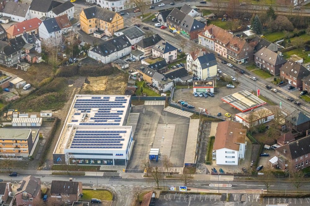 Luftbild Hamm - Neubau des Gebäudekomplexes Einkaufszentrum ALDI - Filiale im Ortsteil Heessen in Hamm im Bundesland Nordrhein-Westfalen, Deutschland