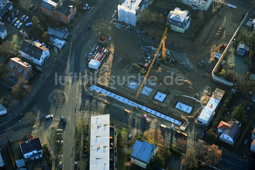Luftbild Berlin - Neubau des Gebäudekomplexes des Einkaufszentrum im Ortsteil Mahlsdorf in Berlin, Deutschland
