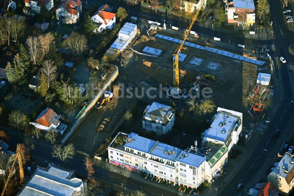 Luftbild Berlin - Neubau des Gebäudekomplexes des Einkaufszentrum im Ortsteil Mahlsdorf in Berlin, Deutschland