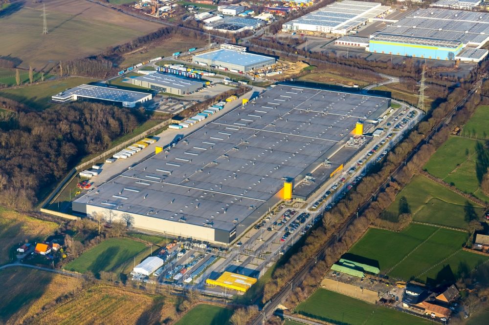 Luftbild Werne - Neubau eines Gebäudekomplexes auf dem Gelände des Logistikzentrums Amazon Logistik in Werne im Bundesland Nordrhein-Westfalen