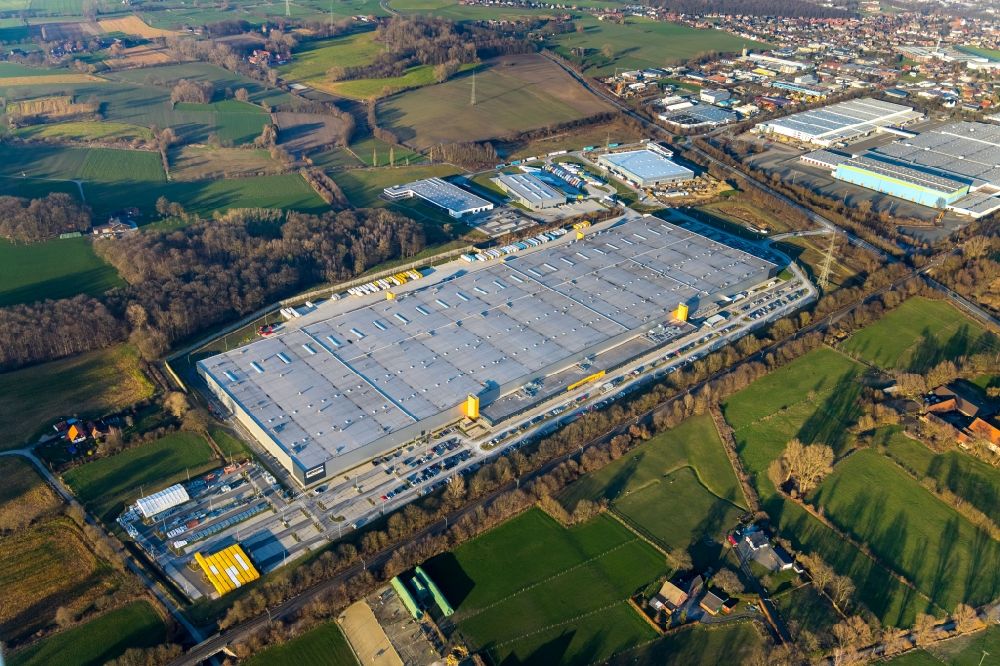 Luftaufnahme Werne - Neubau eines Gebäudekomplexes auf dem Gelände des Logistikzentrums Amazon Logistik in Werne im Bundesland Nordrhein-Westfalen