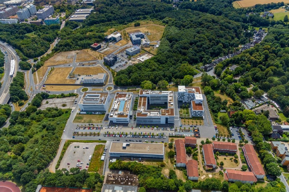Luftaufnahme Bochum - Neubau Gebäudekomplexes der Hochschule für Gesundheit am Gesundheitscampus in Bochum im Bundesland Nordrhein-Westfalen, Deutschland