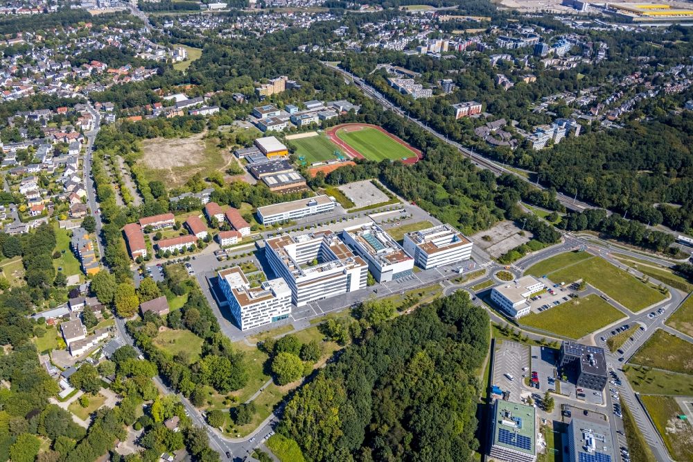 Luftbild Bochum - Neubau Gebäudekomplexes der Hochschule für Gesundheit am Gesundheitscampus in Bochum im Bundesland Nordrhein-Westfalen, Deutschland