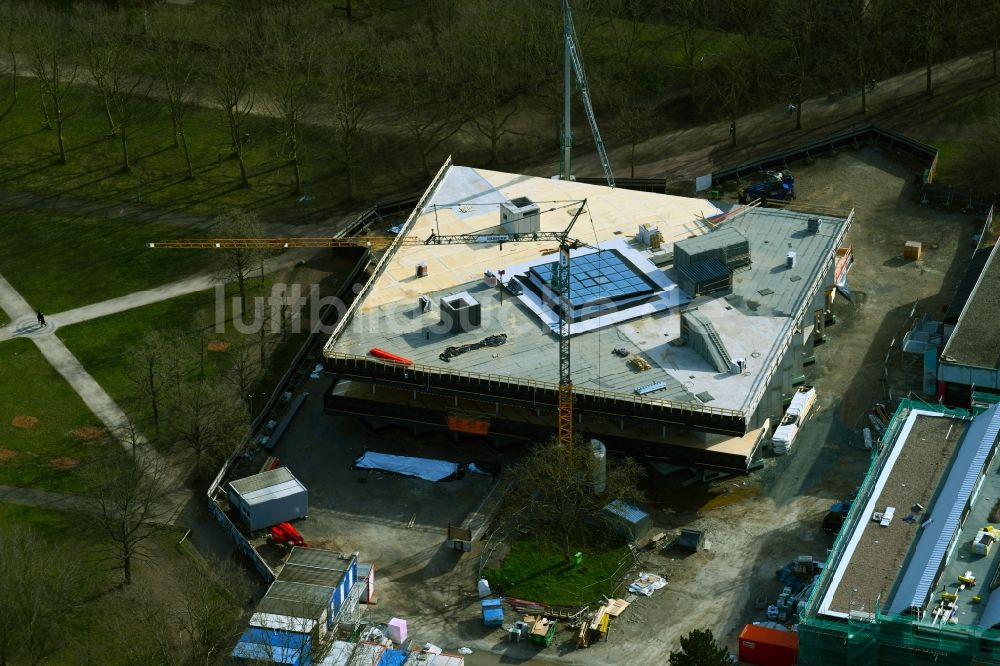 Luftbild Darmstadt - Neubau des eines Gebäudes mit Mensa und Mediathek am Berufschulzentrum Nord in Darmstadt im Bundesland Hessen, Deutschland