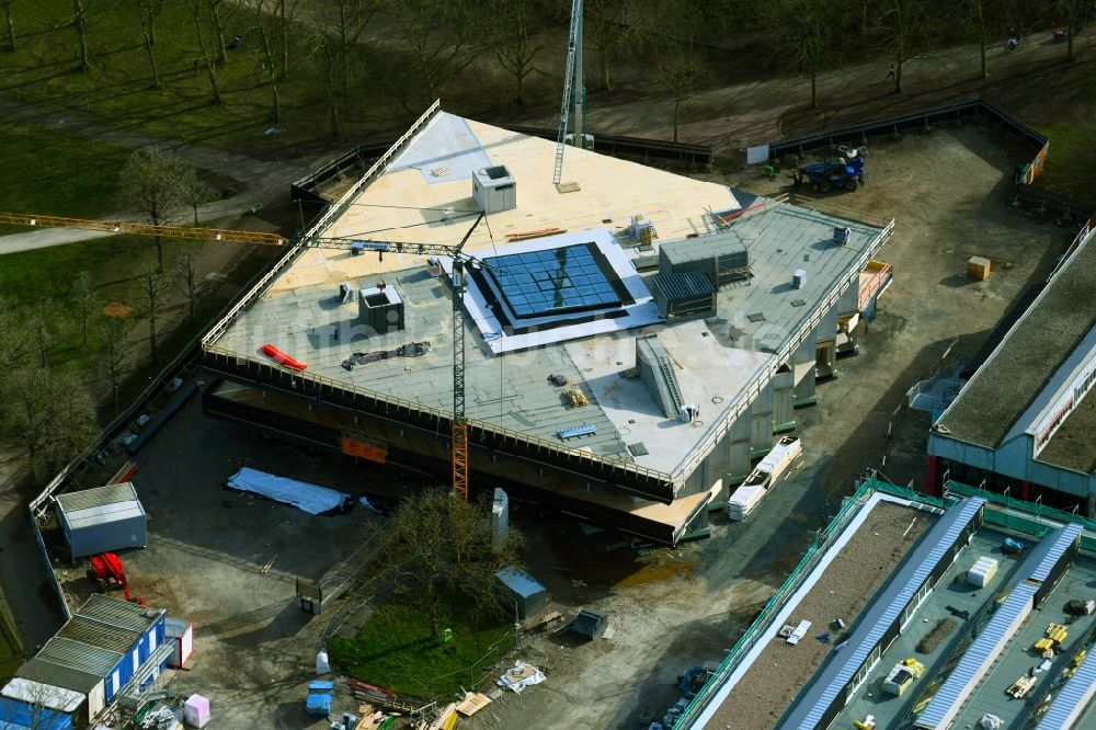 Luftaufnahme Darmstadt - Neubau des eines Gebäudes mit Mensa und Mediathek am Berufschulzentrum Nord in Darmstadt im Bundesland Hessen, Deutschland