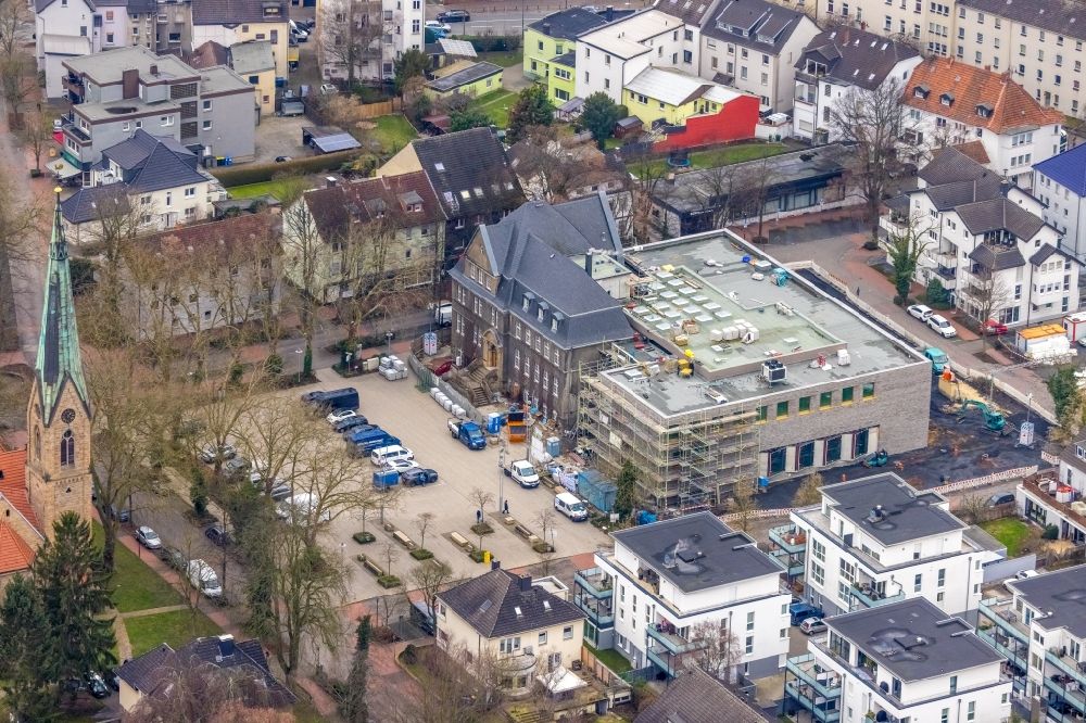 Luftbild Holzwickede - Neubau eines Gebäudes der Stadtverwaltung - Rathaus in Holzwickede im Bundesland Nordrhein-Westfalen, Deutschland