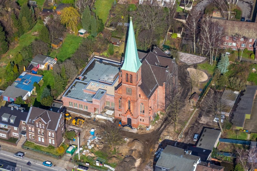 Luftbild Oberhausen - Neubau des Gemeindezentrum an der Evangelischen Auferstehungskirche in Oberhausen im Bundesland Nordrhein-Westfalen, Deutschland