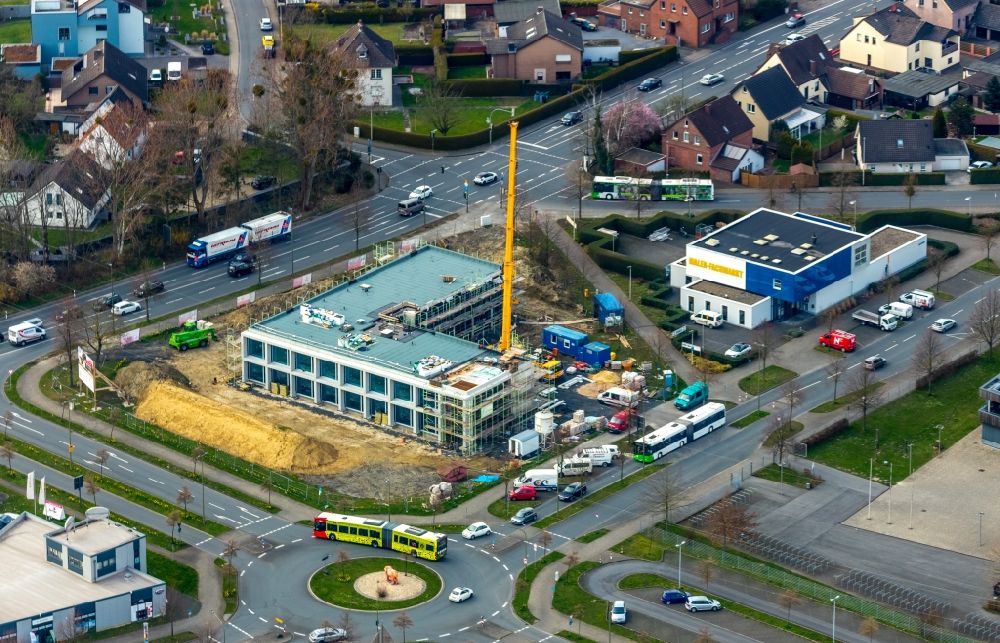 Luftaufnahme Hamm - Neubau eines Geschäftshauses der Sparkasse am Heideweg in Hamm im Bundesland Nordrhein-Westfalen, Deutschland