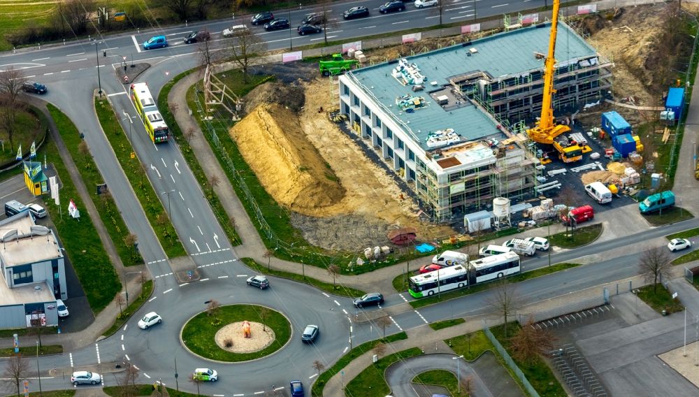 Hamm von oben - Neubau eines Geschäftshauses der Sparkasse am Heideweg in Hamm im Bundesland Nordrhein-Westfalen, Deutschland