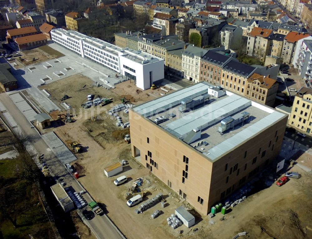 Halle (Saale) von oben - Neubau des GWZ Geisteswissenschaftlichen Zentrums der Universität am Steintor-Campus in Halle (Saale) im Bundesland Sachsen-Anhalt