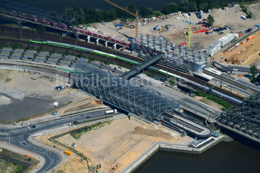 Luftbild Hamburg - Neubau der Haltestelle Elbbrücken der U-Bahn in Hamburg, Deutschland