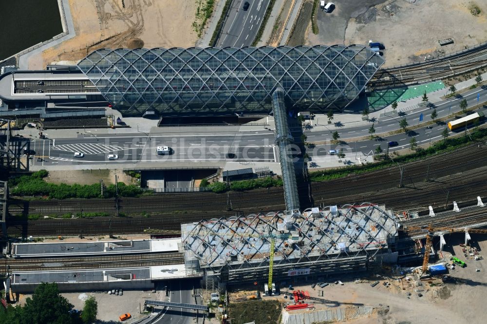 Hamburg aus der Vogelperspektive: Neubau der Haltestelle Elbbrücken der U-Bahn in Hamburg, Deutschland