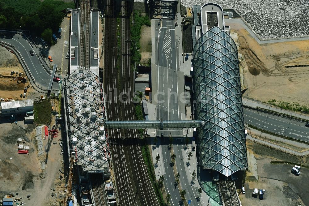 Hamburg aus der Vogelperspektive: Neubau der Haltestelle Elbbrücken der U-Bahn in Hamburg, Deutschland
