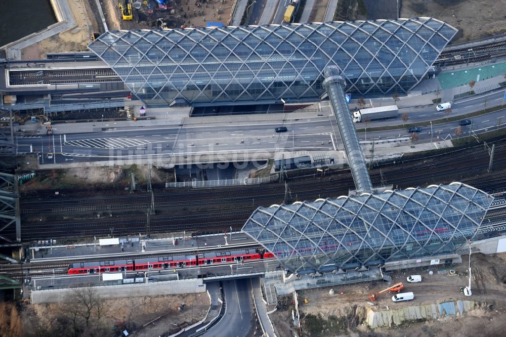 Luftaufnahme Hamburg - Neubau der Haltestelle Elbbrücken der U-Bahn in Hamburg, Deutschland
