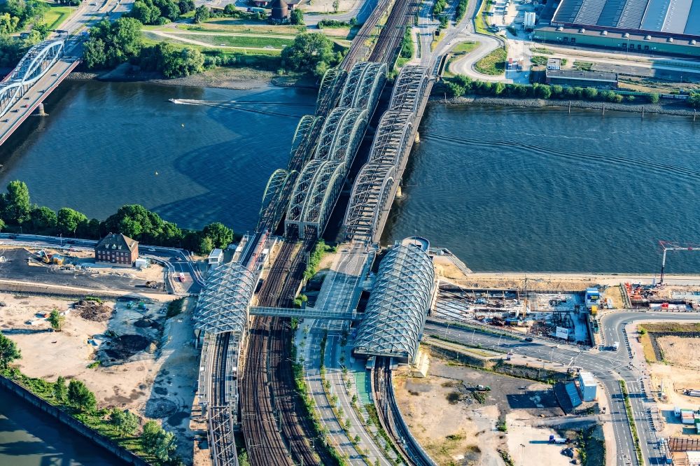 Hamburg von oben - Neubau der Haltestelle Elbbrücken der U-Bahn in Hamburg, Deutschland